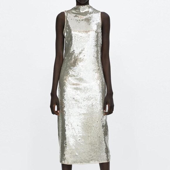 zara sequin midi dress